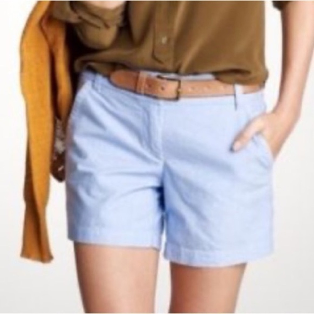 J.Crew Factory Women Blue Chambray Low Rise Powdered Oxford City Fit Short